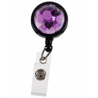 Lanyard Clip - Lacy Hearts and Ribbons - Purple