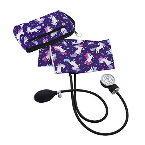 Purple Unicorn Aneroid Sphygmomanometer with Compact Carry Case for Nursing or Medical Equipment for Nurse, Midwife and Healthcare Professional