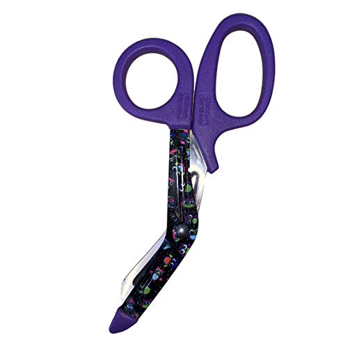 Black Bright Owl 5.5 inch Utility Scissors with Purple Handles for Nurse, Midwife and Healthcare Professional
