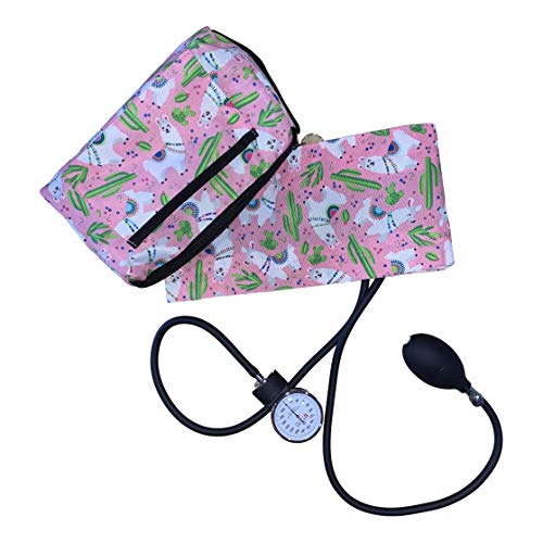 Pink Llama Aneroid Sphygmomanometer with Compact Carry Case for Nursing or Medical Equipment for Nurse, Midwife and Healthcare Professional