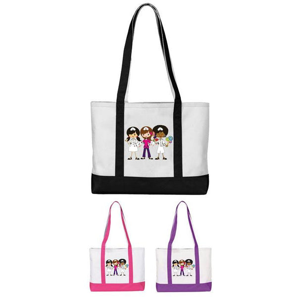 Three Cartoon Nurses Tote Bag