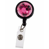 Lanyard Clip - Lacy Hearts and Ribbons - Pink