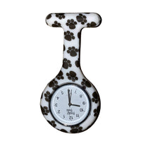 White Gel Watch with Black Paw Prints